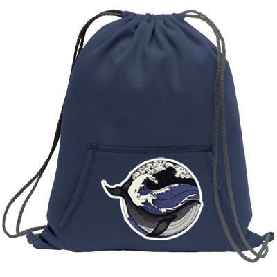 Blue Whale Great Wave Sweatshirt Cinch Pack Bag