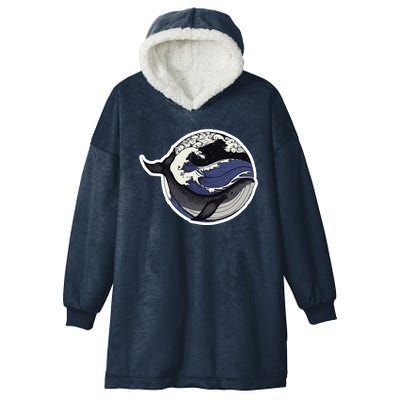 Blue Whale Great Wave Hooded Wearable Blanket