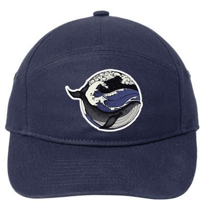 Blue Whale Great Wave 7-Panel Snapback Hat