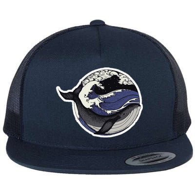 Blue Whale Great Wave Flat Bill Trucker Hat