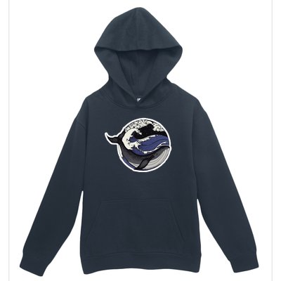 Blue Whale Great Wave Urban Pullover Hoodie