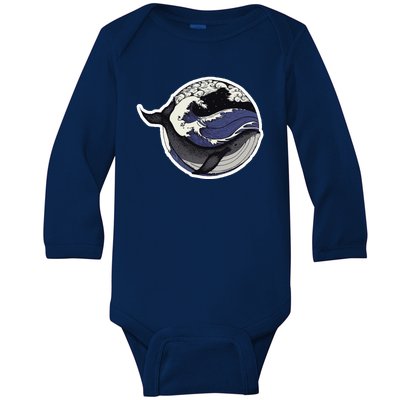 Blue Whale Great Wave Baby Long Sleeve Bodysuit