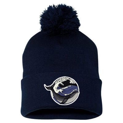 Blue Whale Great Wave Pom Pom 12in Knit Beanie