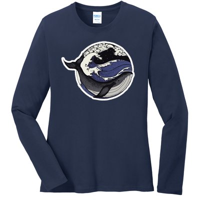 Blue Whale Great Wave Ladies Long Sleeve Shirt