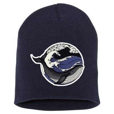 Blue Whale Great Wave Short Acrylic Beanie