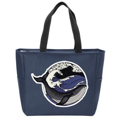 Blue Whale Great Wave Zip Tote Bag