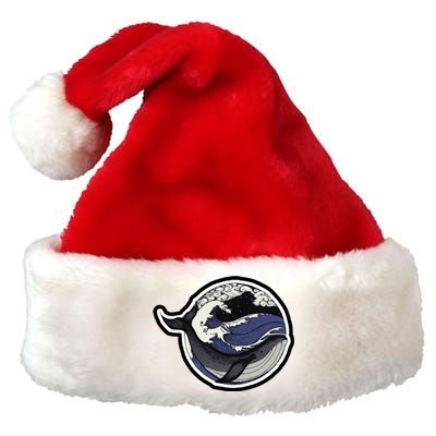 Blue Whale Great Wave Premium Christmas Santa Hat