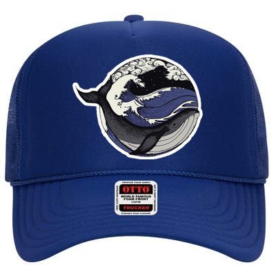 Blue Whale Great Wave High Crown Mesh Back Trucker Hat