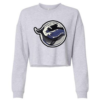 Blue Whale Great Wave Cropped Pullover Crew