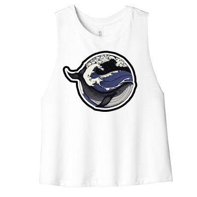 Blue Whale Great Wave Women's Racerback Cropped Tank