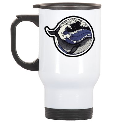 Blue Whale Great Wave Stainless Steel Travel Mug