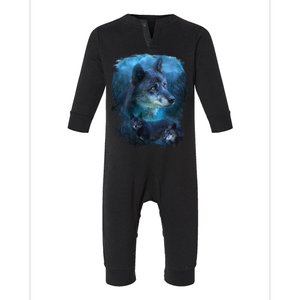 Blue Wolf Infant Fleece One Piece