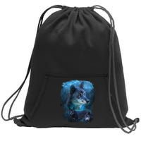 Blue Wolf Sweatshirt Cinch Pack Bag