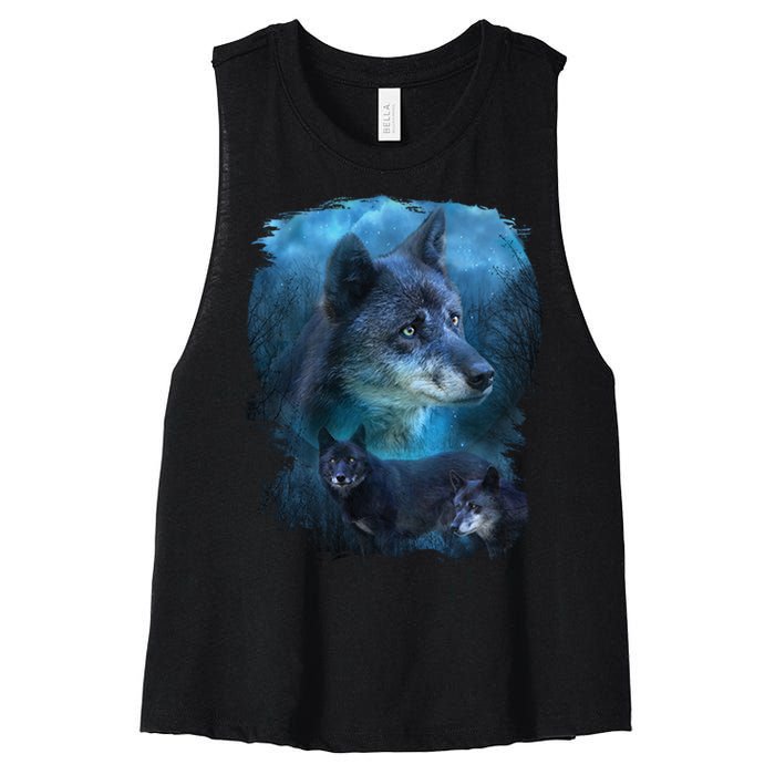 Blue Wolf Women's Racerback Cropped Tank