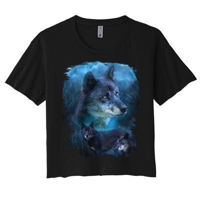 Blue Wolf Women's Crop Top Tee