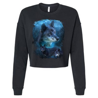 Blue Wolf Cropped Pullover Crew