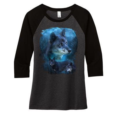 Blue Wolf Women's Tri-Blend 3/4-Sleeve Raglan Shirt