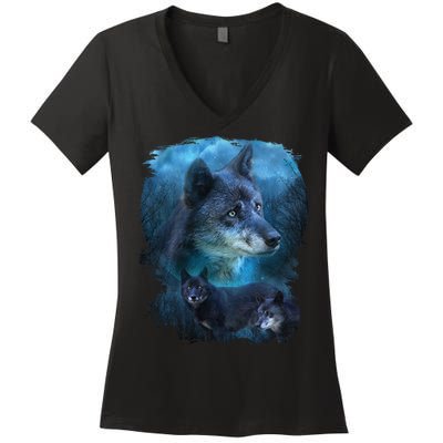 Blue Wolf Women's V-Neck T-Shirt