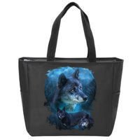 Blue Wolf Zip Tote Bag