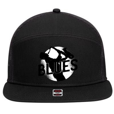 Blues Music Saxophone 7 Panel Mesh Trucker Snapback Hat