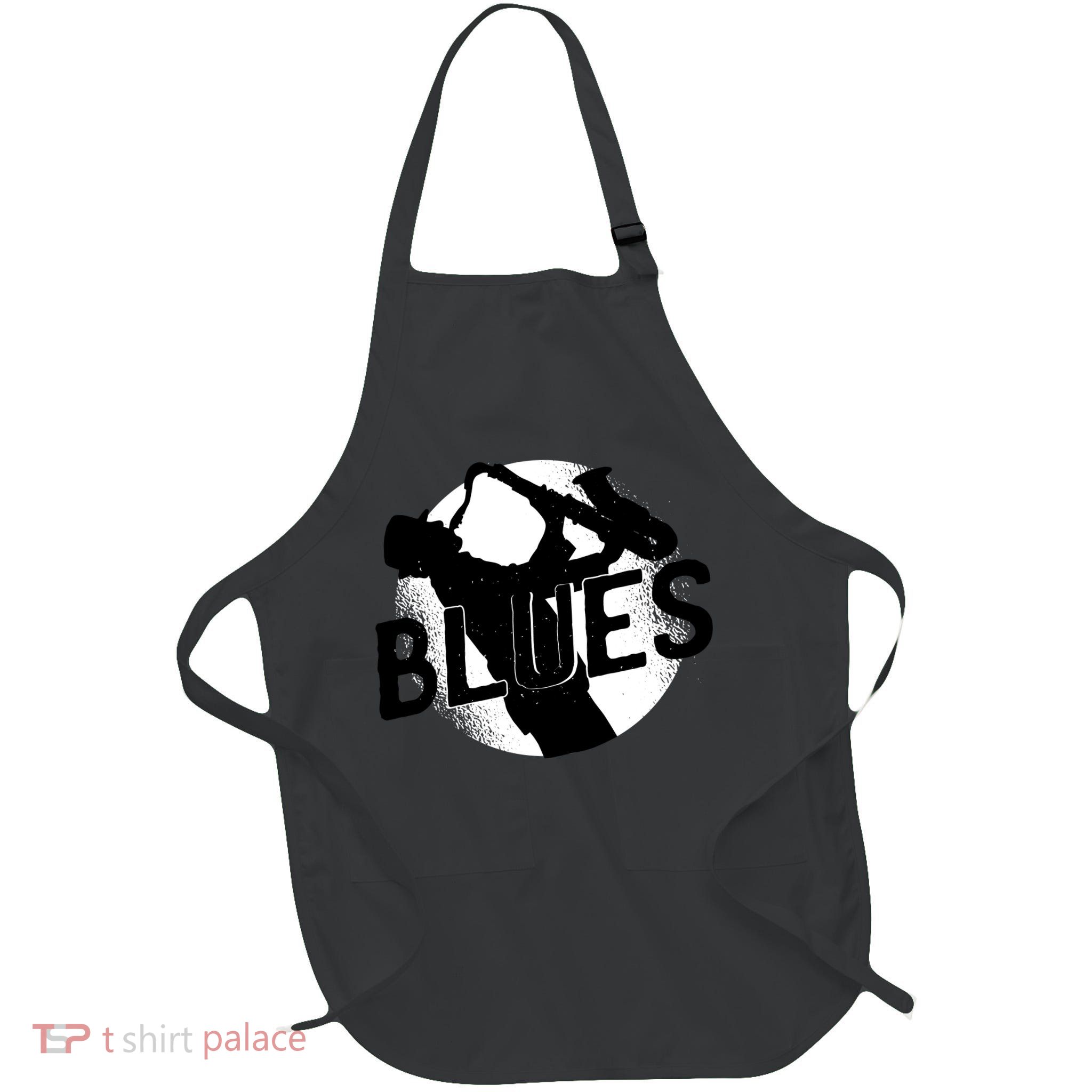 Blues Music Saxophone Full-Length Apron With Pockets