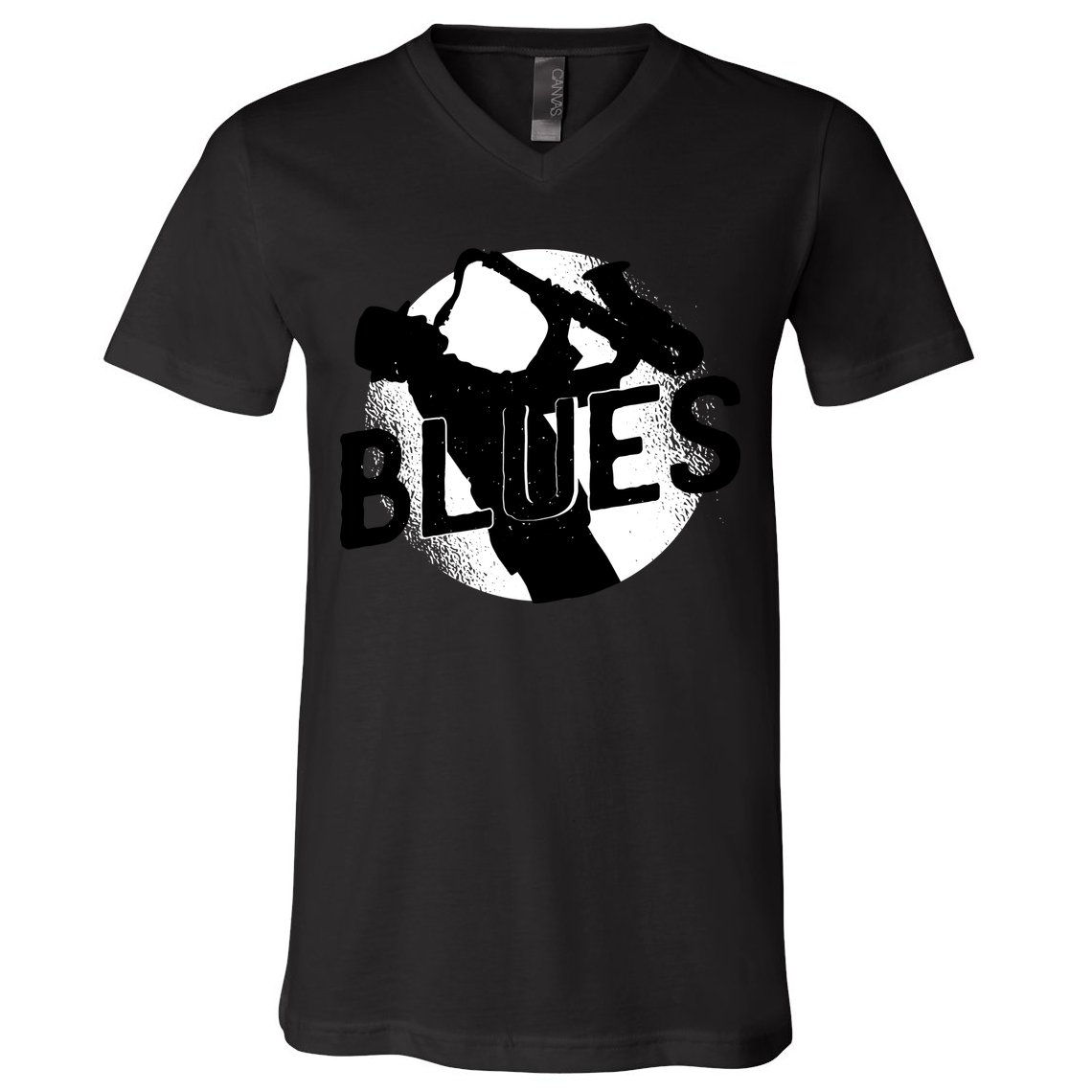 Blues Music Saxophone V-Neck T-Shirt