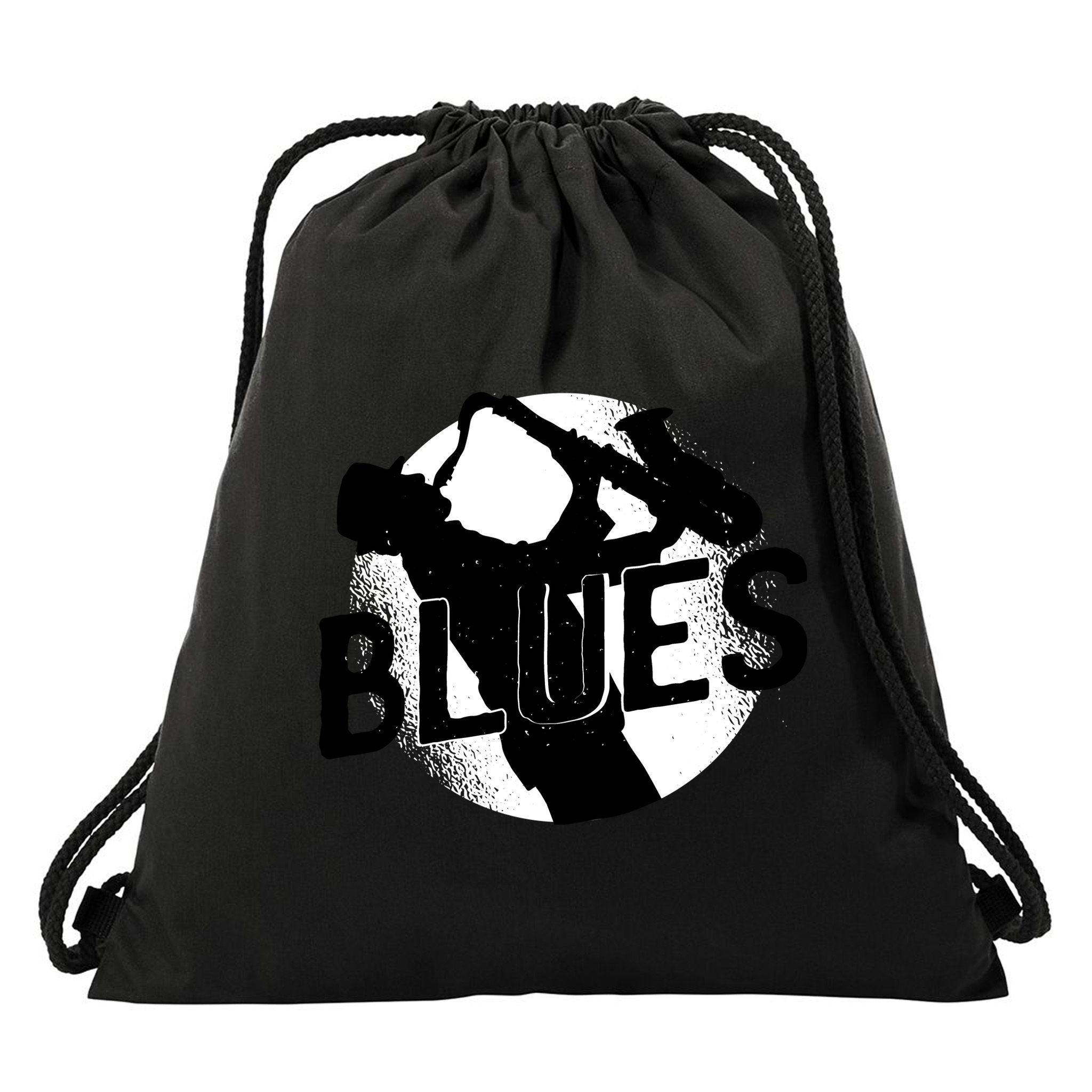 Blues Music Saxophone Drawstring Bag