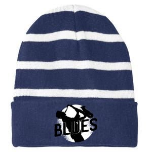 Blues Music Saxophone Striped Beanie with Solid Band