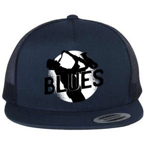 Blues Music Saxophone Flat Bill Trucker Hat