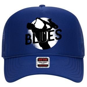 Blues Music Saxophone High Crown Mesh Back Trucker Hat