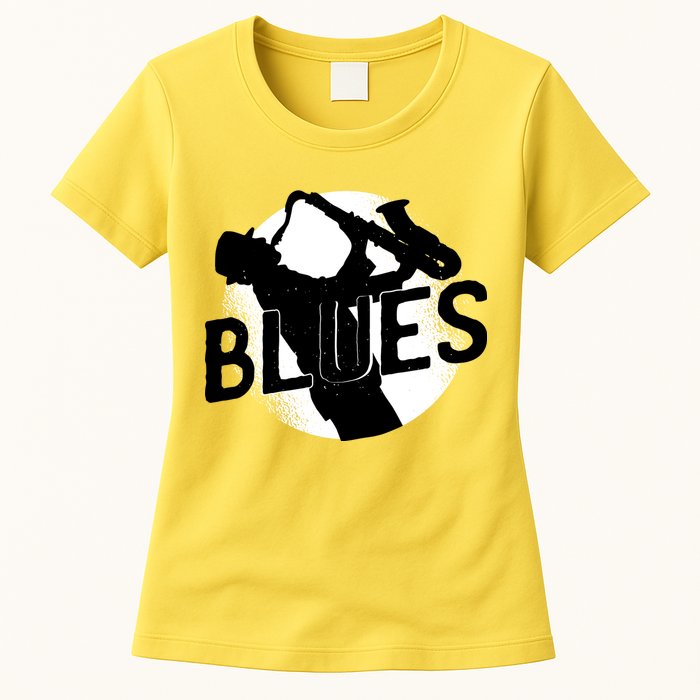 Blues Music Saxophone Womens T-Shirt