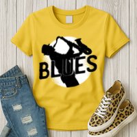 Blues Music Saxophone Womens T-Shirt