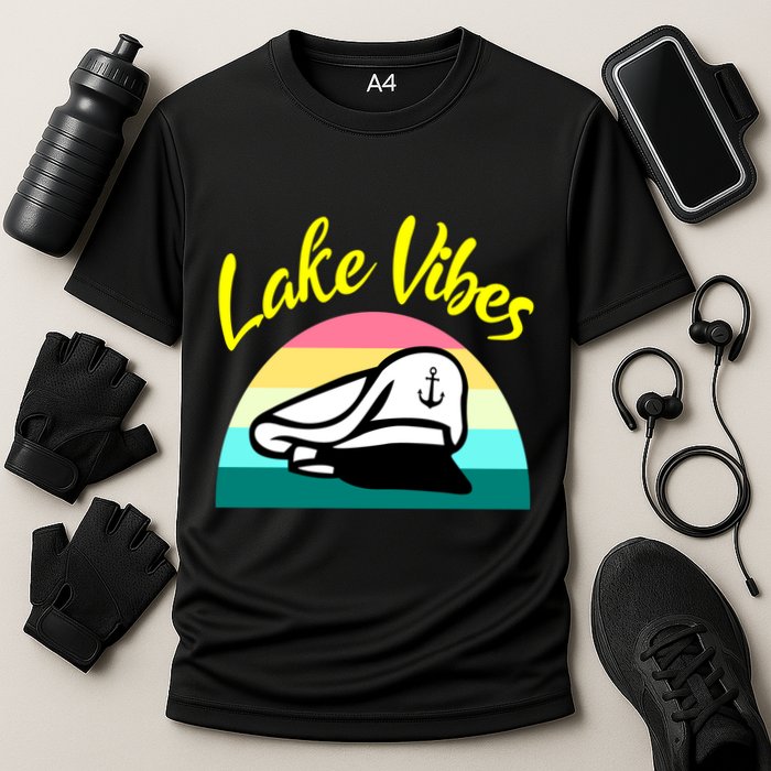 Boat Lake Vibes Boating Cruise Family Squad Funny Gift Cooling Performance Crew T-Shirt
