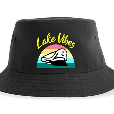 Boat Lake Vibes Boating Cruise Family Squad Funny Gift Sustainable Bucket Hat