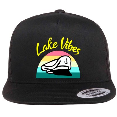 Boat Lake Vibes Boating Cruise Family Squad Funny Gift Flatbill Hat