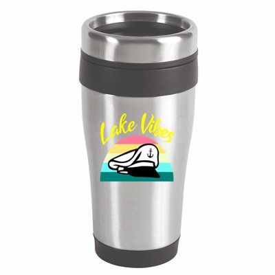 Boat Lake Vibes Boating Cruise Family Squad Funny Gift 16oz Travel Tumbler