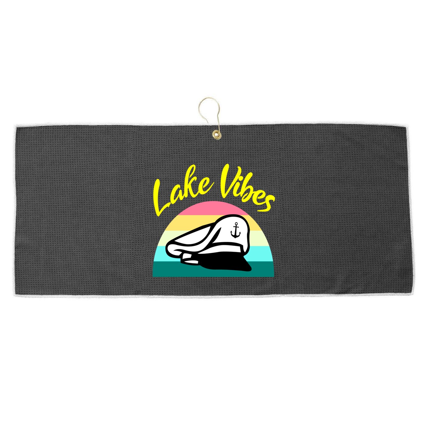 Boat Lake Vibes Boating Cruise Family Squad Funny Gift Large Microfiber Waffle Golf Towel