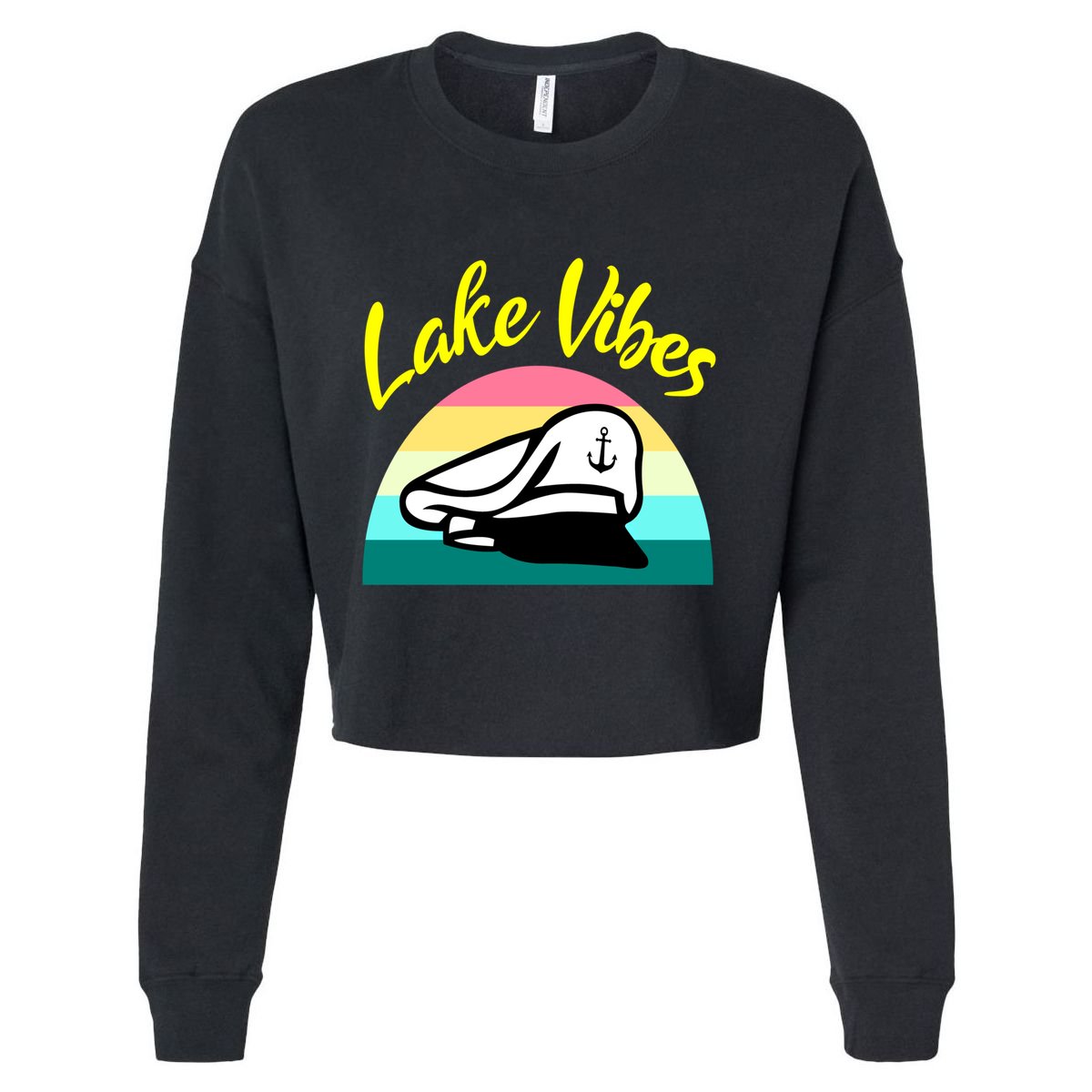 Boat Lake Vibes Boating Cruise Family Squad Funny Gift Cropped Pullover Crew