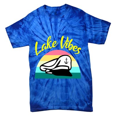Boat Lake Vibes Boating Cruise Family Squad Funny Gift Tie-Dye T-Shirt