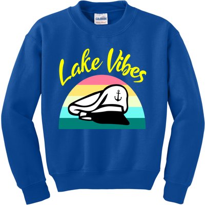 Boat Lake Vibes Boating Cruise Family Squad Funny Gift Kids Sweatshirt