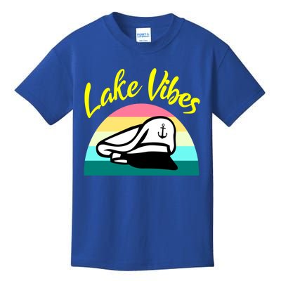 Boat Lake Vibes Boating Cruise Family Squad Funny Gift Kids T-Shirt