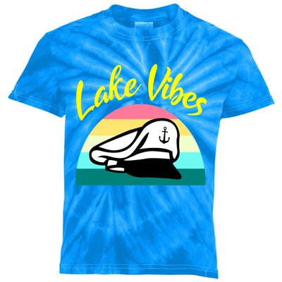 Boat Lake Vibes Boating Cruise Family Squad Funny Gift Kids Tie-Dye T-Shirt