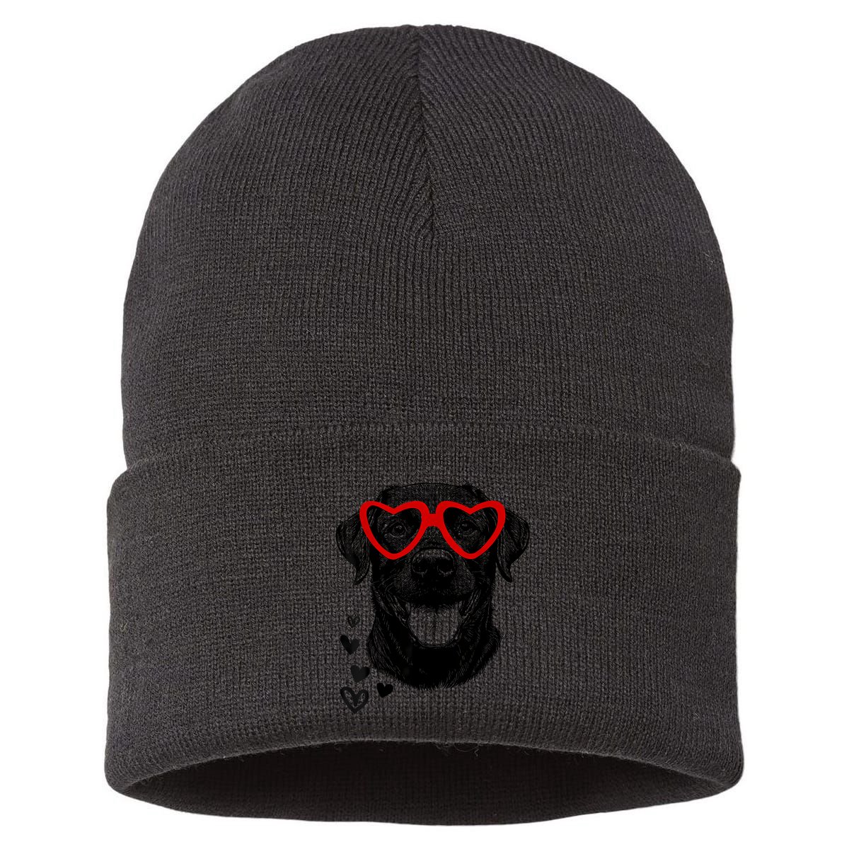 Black Lab ValentineS Day For Dog Pet Lover Sustainable Knit Beanie
