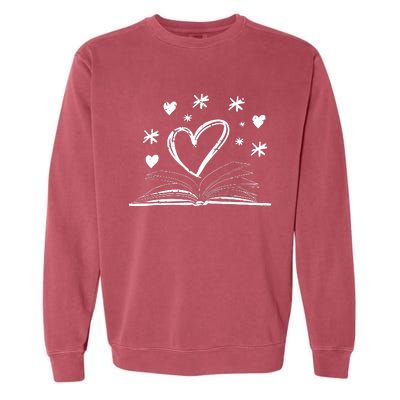 Bookworm Librarian Valentines Day Gift Book Reading Garment-Dyed Sweatshirt