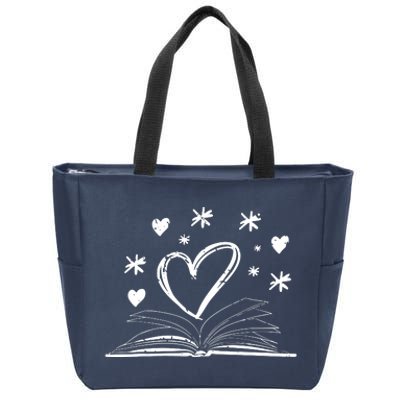 Bookworm Librarian Valentines Day Gift Book Reading Zip Tote Bag