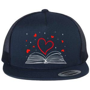 Bookworm Librarian Valentine's Day Heart Funny Book Reading Gift Flat Bill Trucker Hat