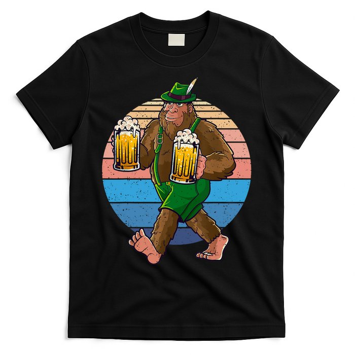 Bigfoot Lederhosen Vintage Oktoberfest Prost Beer T-Shirt