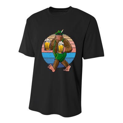 Bigfoot Lederhosen Vintage Oktoberfest Prost Beer Youth Performance Sprint T-Shirt