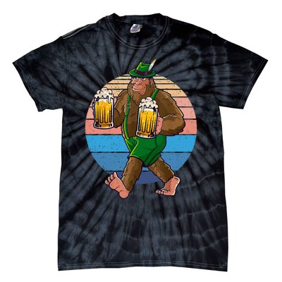 Bigfoot Lederhosen Vintage Oktoberfest Prost Beer Tie-Dye T-Shirt