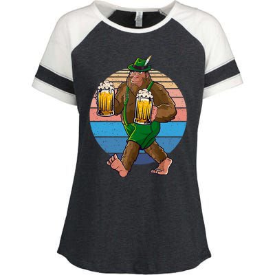 Bigfoot Lederhosen Vintage Oktoberfest Prost Beer Enza Ladies Jersey Colorblock Tee